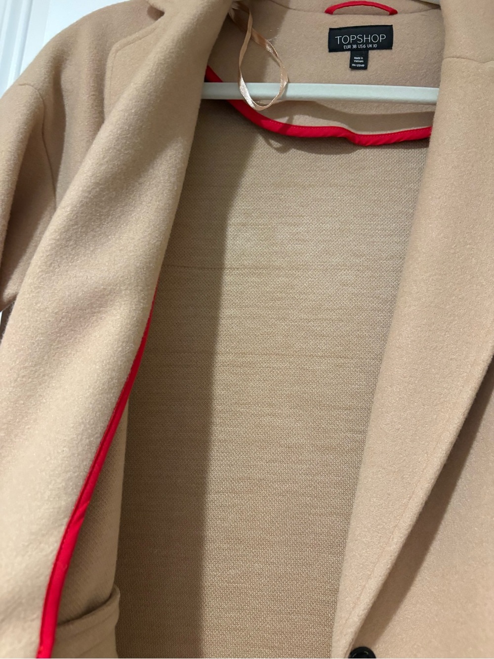 Topshop Camel Single-Button Wool-Blend Long Coat - Picture 5 of 6